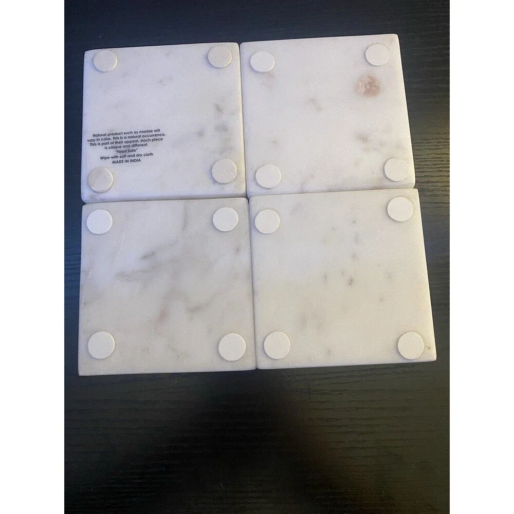 Coaster set of 4 Spooky Hallow spider and webb square heavy Marble coasters 4X4